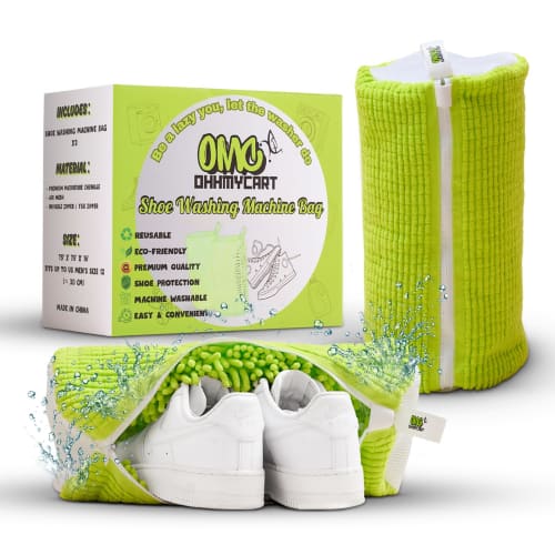 Zestaw 2 siatek do prania butów, na buty sportowe, buty do noszenia w pomieszczeniach i buty płócienne, cylindryczna siatka, zachowujące kształt, można prać w pralce, żółto-zielone, autentyczne