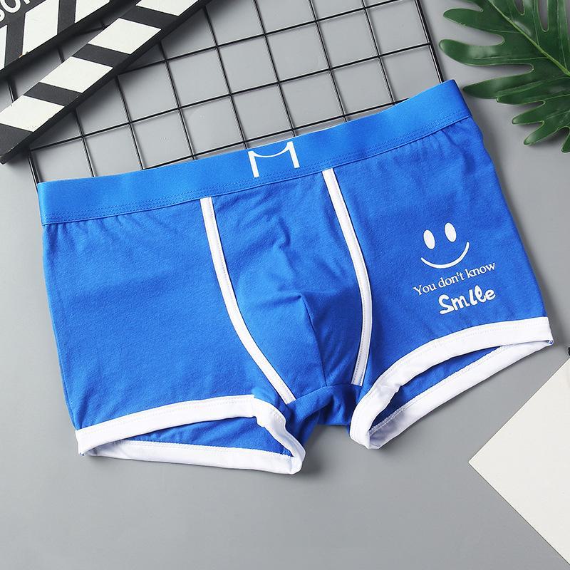 

Мужские шорты-боксеры со средней талией Smiley - дышащее летнее спортивное нижнее белье для подростков M синий