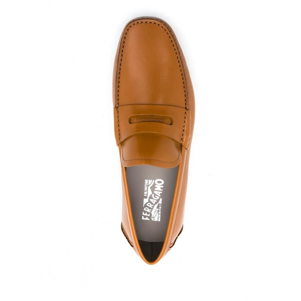 Salvatore Ferragamo Ferragamo Leather Penny Driving Loafers Brown