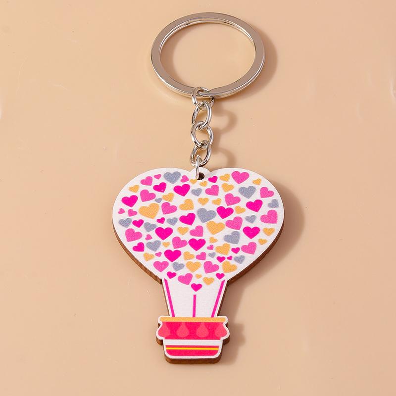 Romantic Wood Keychain Charms Love Heart Lip Keyrings Pendants for Women Girls Handbag Decor DIY Valentine's Day Key Chain Gifts