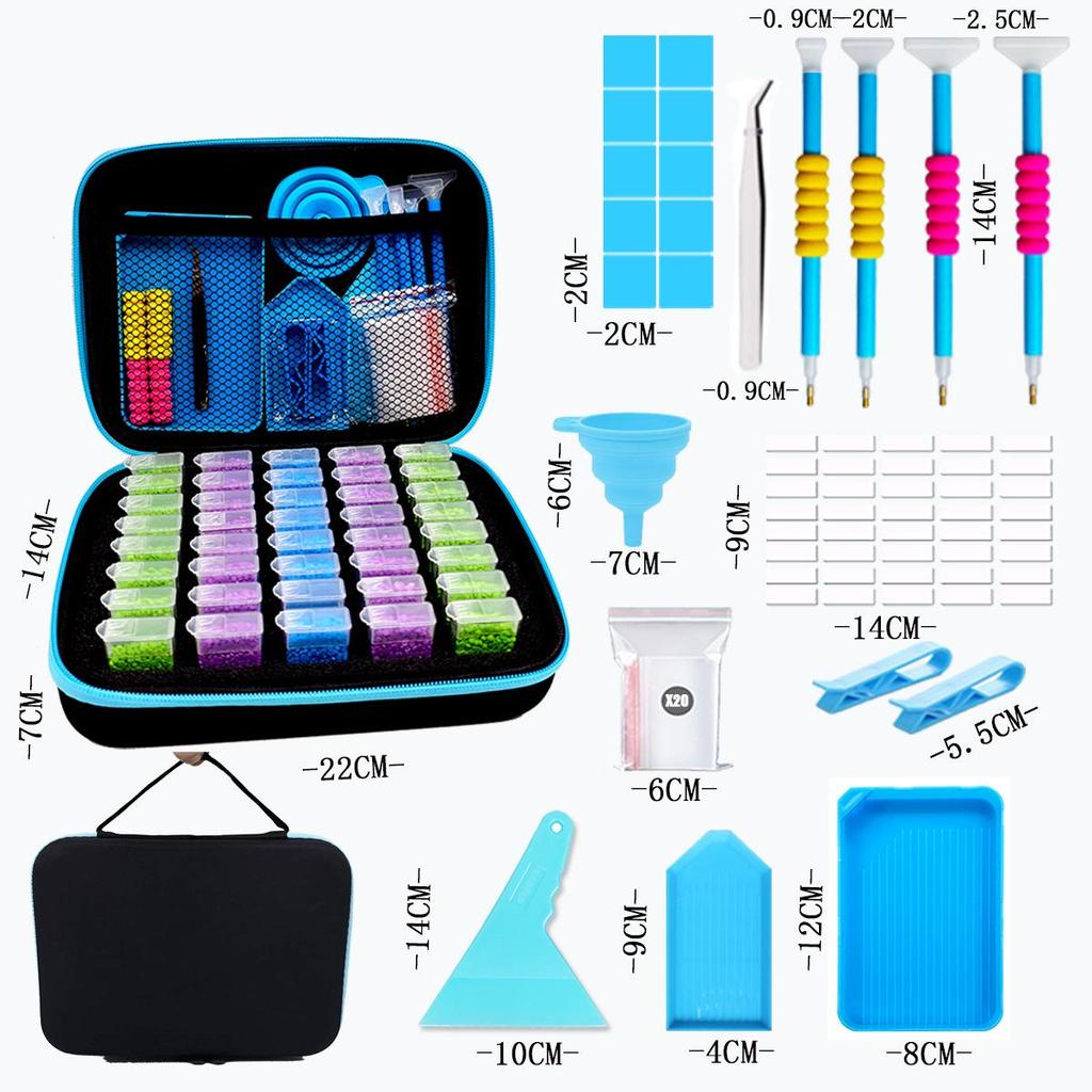 DIY Diamond Painting Kit: Funnel, Drill Pen, 60 Compartment Bottles, 30 Storage, Butterfly Bag