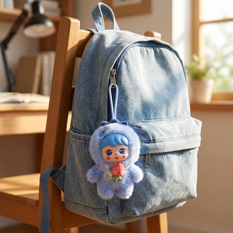 Cute Soft Fluffy Fruit Vinyl Doll Plush Keychain Toys Pendant Home Ornament Backpack Hangings Stuffed Birthday Gift