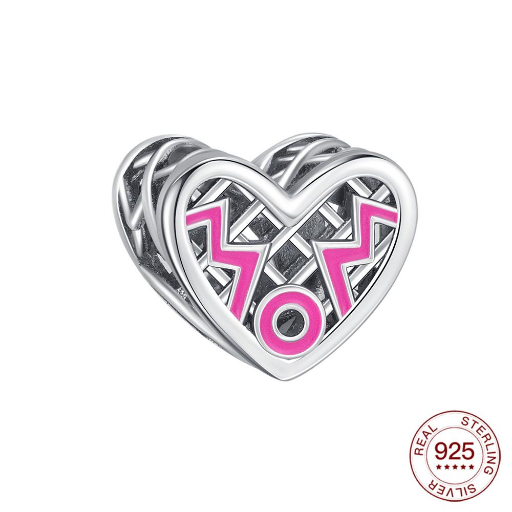 Copper Heart Series Beaded Family Lover Charms Jewelry Making For Original Bracelet Women'S Fashion Jewelry Gifts