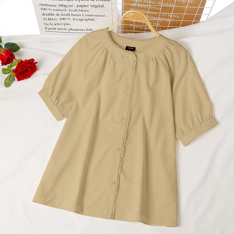 

Летние женские кружевные топы на пуговицах VONDA, блузка с пышными рукавами и круглым вырезом