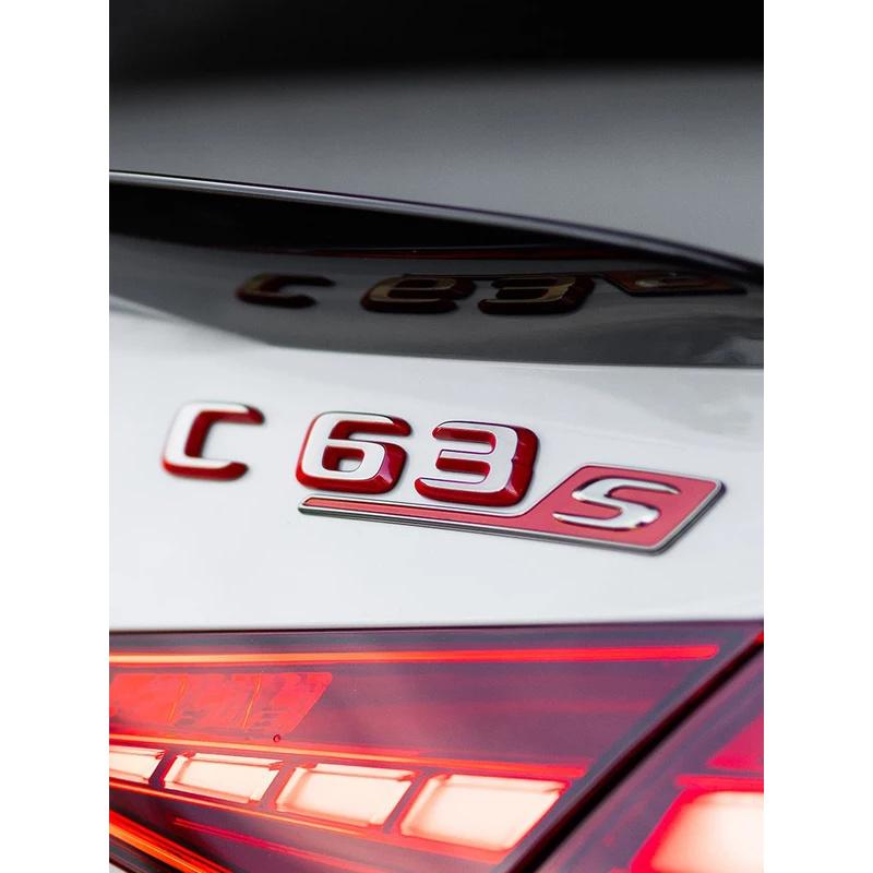 Suitable for Mercedes Benz Rear Letter Sticker Silver Red Version C63S GT63S S63LGLE53 SL63S Modification W205 W206 C190 X290
