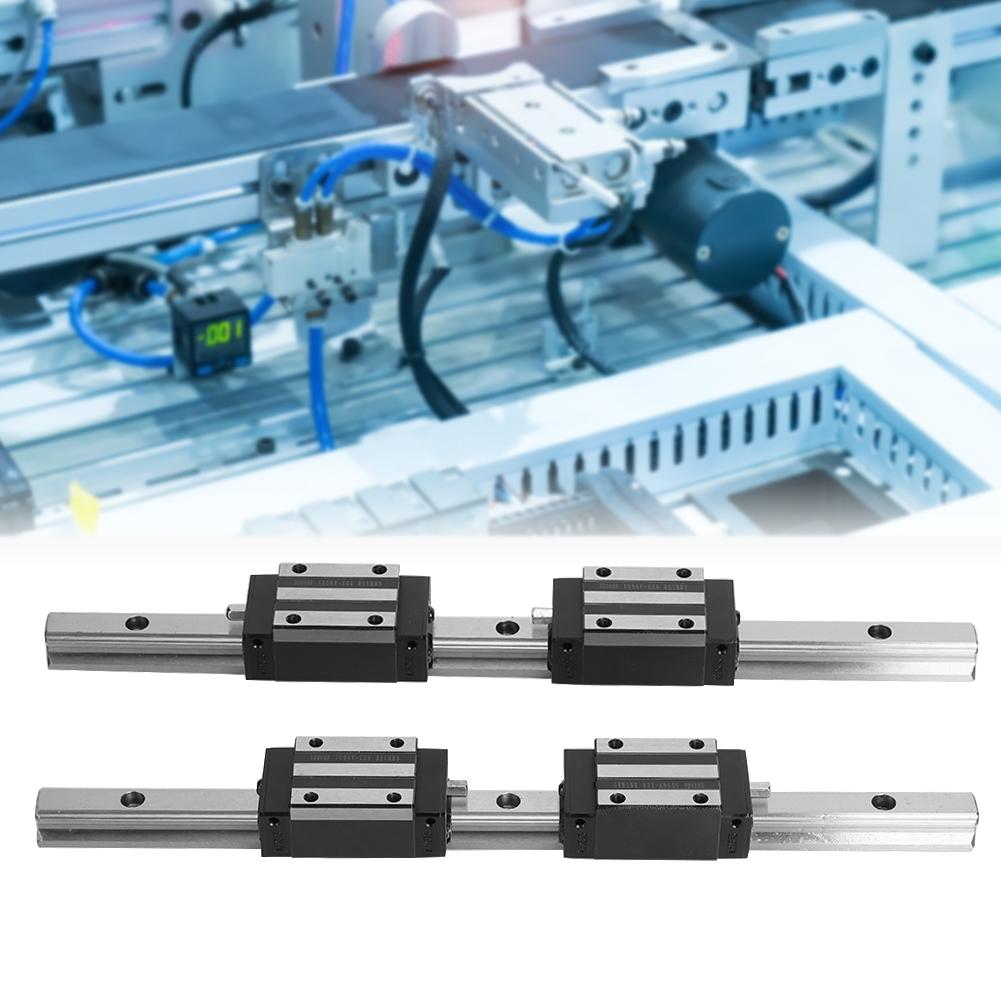 2Pcs HG15-300mm Cast Iron Linear Guide Rail with 4Pcs HGH15 Linear Bearing Slide Block Black