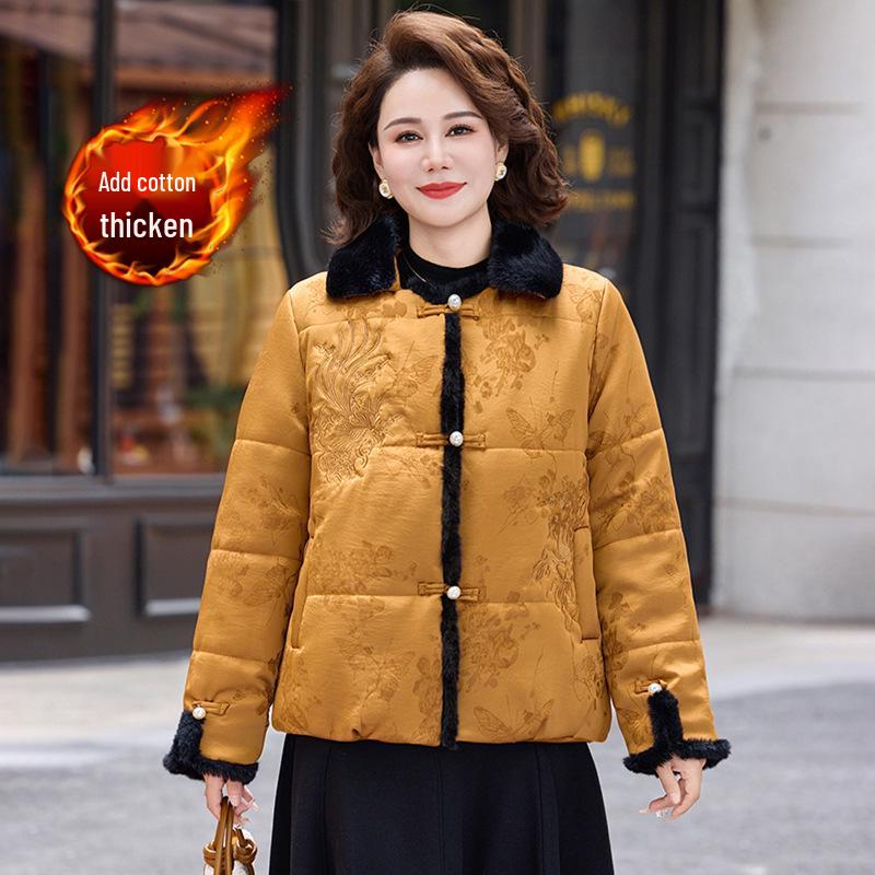 

2025 Women s Plus Size Winter Coat - Chinese Style Short Cotton Jacket for Mothers (40+ Years) 2XL (recommended 110-125 jin)