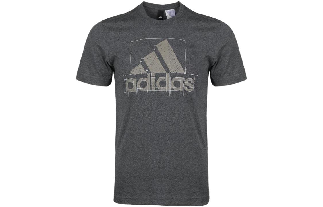 

Adidas T Shirts Men s Gray Crew Neck Moderate Straight Fit DI0291 L