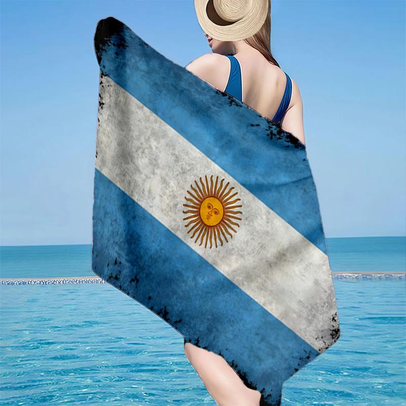 1 Stück Argentinien Flagge Design Strandtuch - Weiche, Saugfähige Mikrofaser, Leicht, Ideal für den Strand, Partys, Reisen, Camping Fan Geschenke