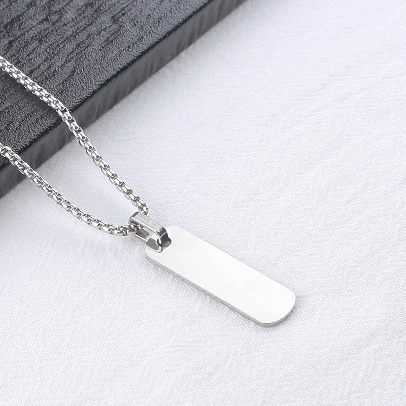 3D Titanium Steel Long Bar Men's Hip Hop Necklace - Stainless Steel Couple Pendant Jewelry