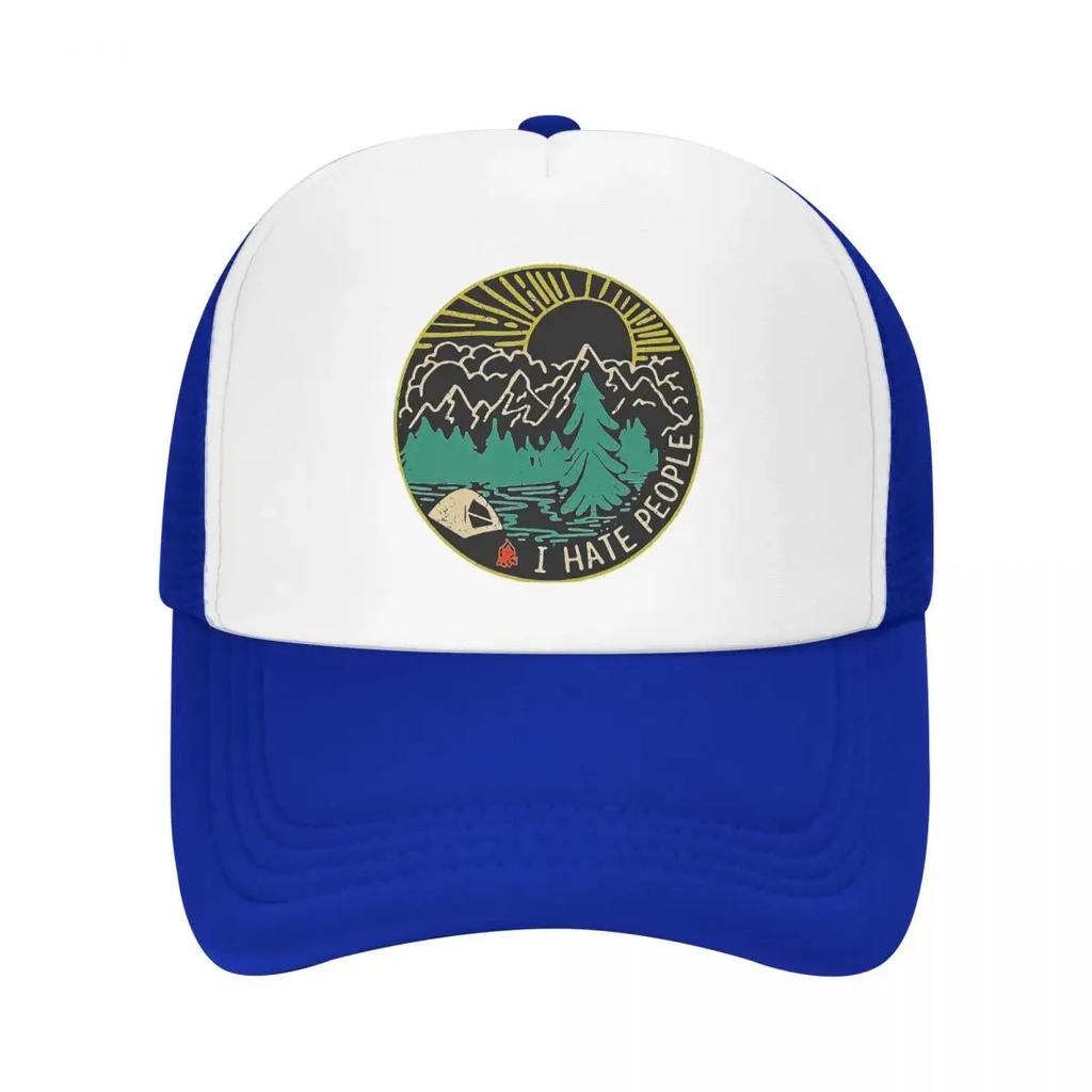 Custom Punk I Hate People Baseball Cap for Unisex Women Adjustable Adventure Camping Mountain Camper Trucker Hat Snapback Caps