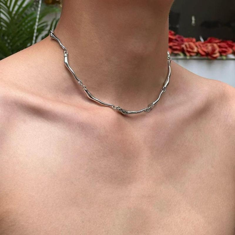 New Irregular Wave Shape Chain Men Necklace Advanced Sense Stainless Steel Figaro Cuban Chain Necklace for Men Women Jewelry