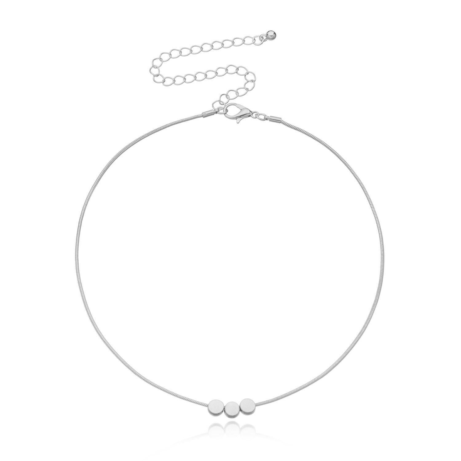New necklaces, fashion, geometric round pendants, collars, necklaces, Europe and America серебряный