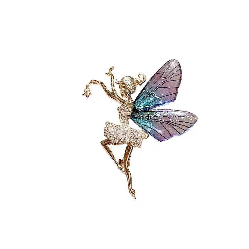 style Female Jewelry Dancing Girl Lapel Pins Women Crystal Brooches Angel wings Brooch Coat corsage