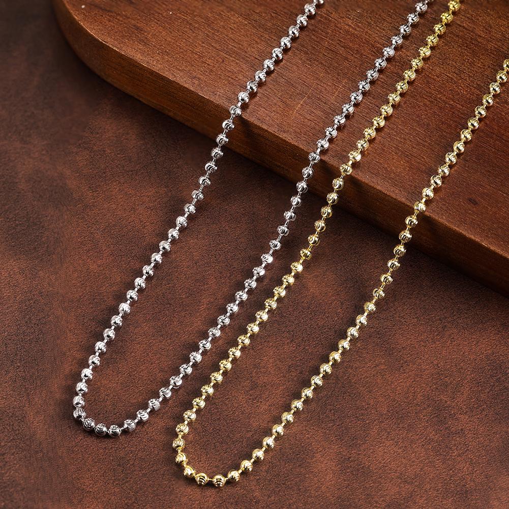 SC91 RINNTIN 925 Sterling Silver 0.8mm Moon Cut Bead Chain Necklace Fine Jewelry