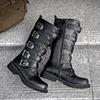 Gothic Punk Platform Boots Men Motorcycle Boot Quality Leather Mid-calf Boots Western Cowboy Boots Men Booties Botas2025