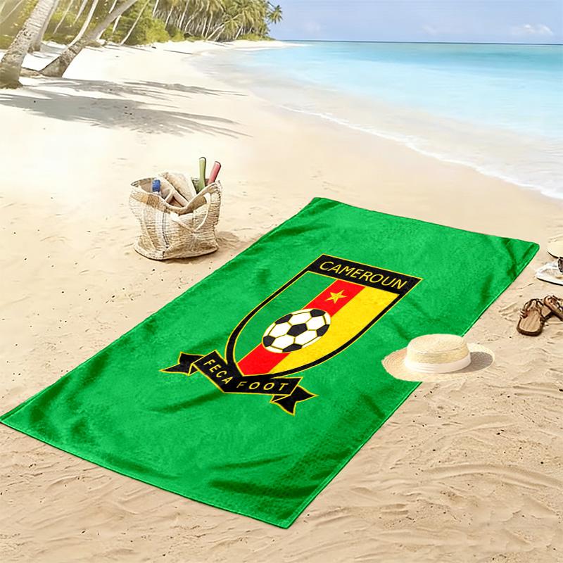 Cameroonian Football Federation Print Beach Towel, Large Soft Quick Dry Towel for Beach Camping Swimming