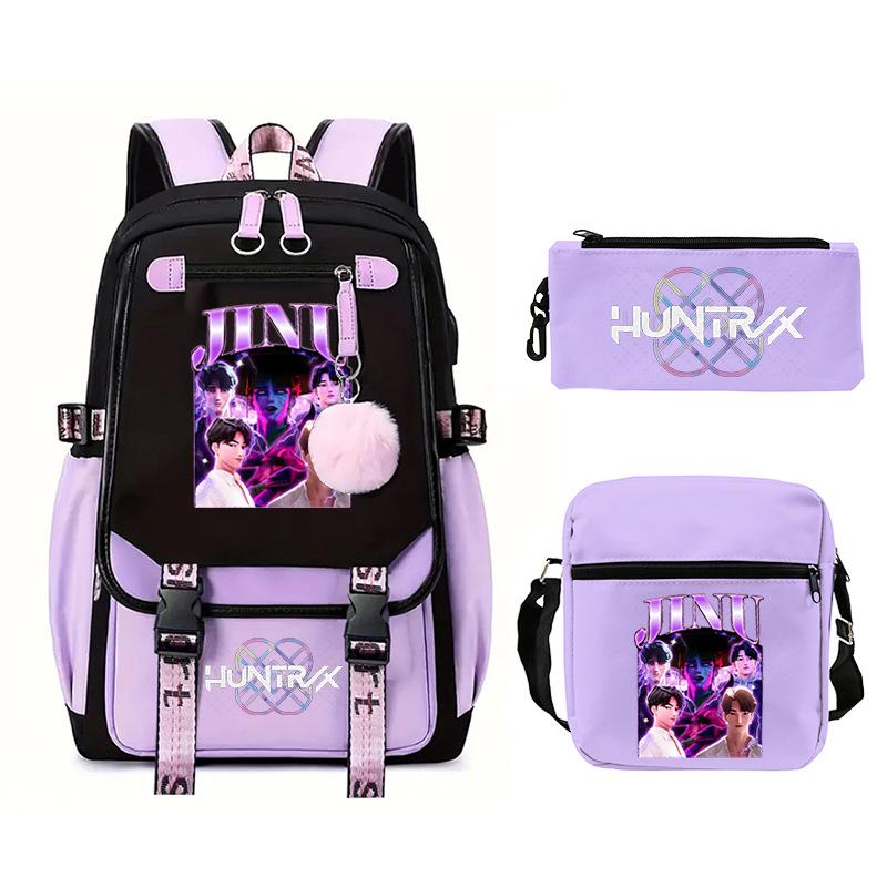 KPop Demon Hunters Fashion Student School Bag Shoulder Backpack Casual Pencil Bag