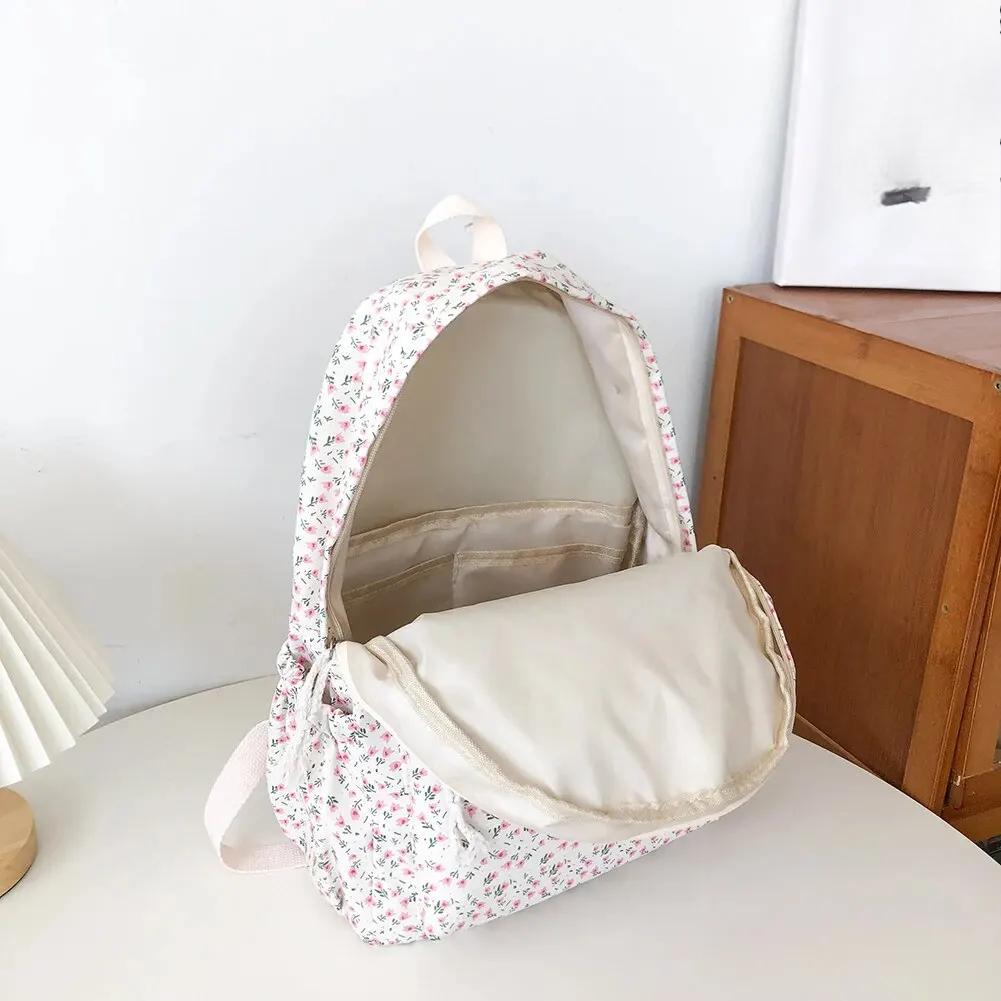 Μαθητική Σχολική Τσάντα Πλάτης Φλοράλ Λευκή Σχολική Τσάντα Εφήβων Κοριτσιών Χαριτωμένη Γυναικεία Τσάντα Πλάτης Σχολική Τσάντα Νάιλον Καμβάς Τσάντα Πλάτης