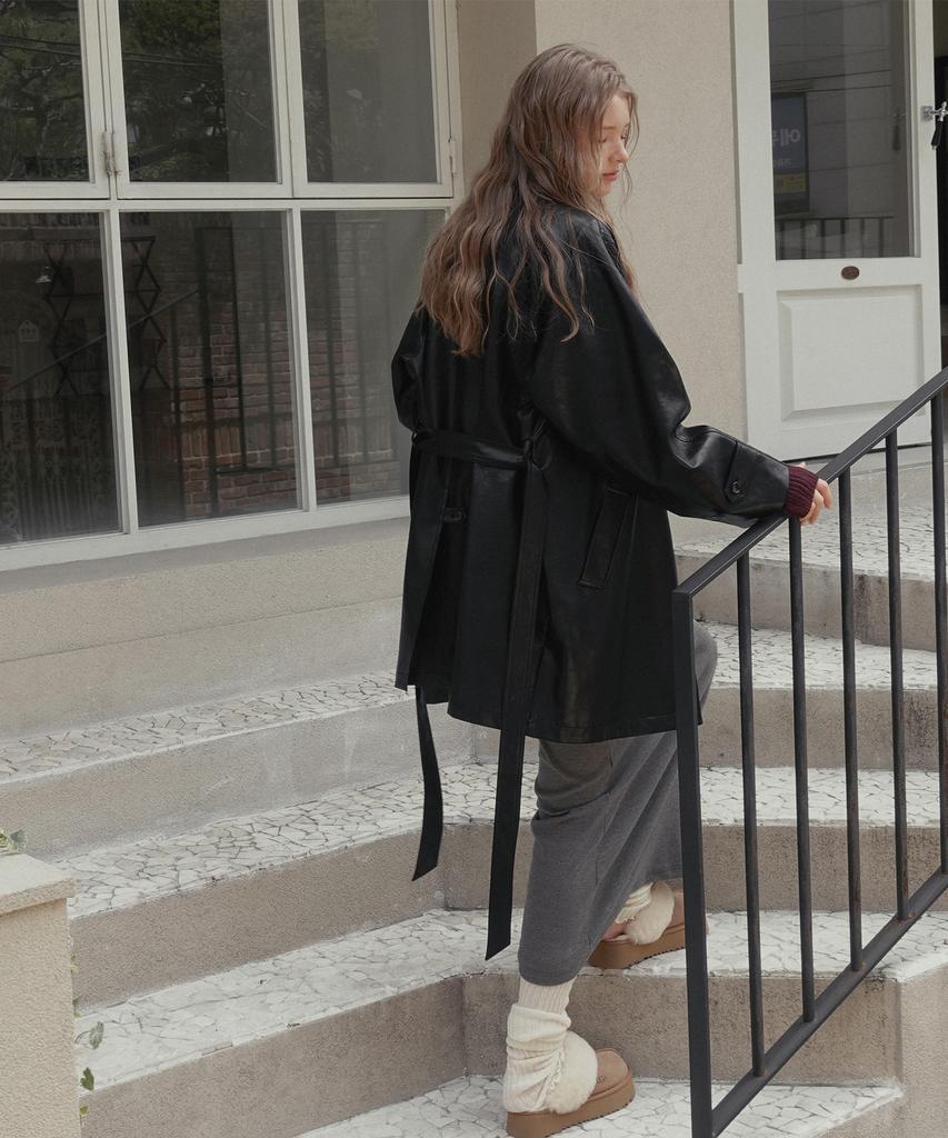 TWEE Theron Leather Trench Half Jacket (Strap Set)