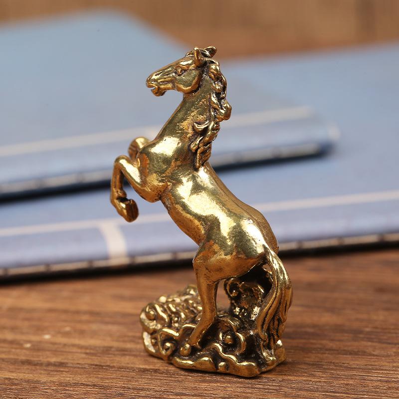 Brass Horse Desktop Ornament, Living Room Coffee Table Sculpture, Metal Craft, Home Decoration, Chinese Zodiac Horse Statue