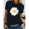 Women's Round-neck Daisy Print Short-sleeved T-shirt for Women Harajuku Aesthetic Clothes Graphic T Shirts Tops
