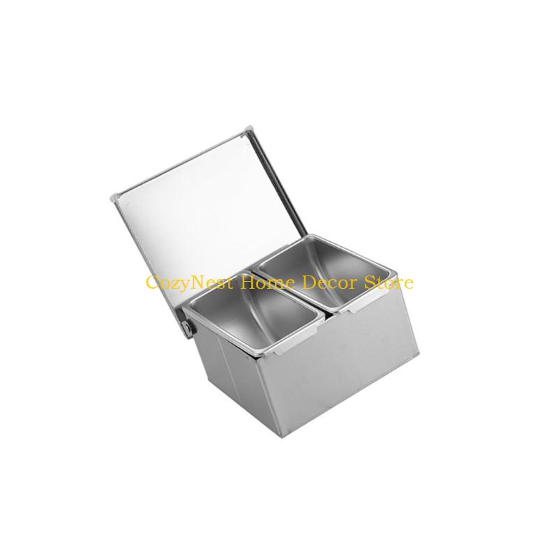 92MF Practical Nonrust Steel Spice Storage Box Multi Section Kitchen Essential For Organized Cooking And Meal Preps