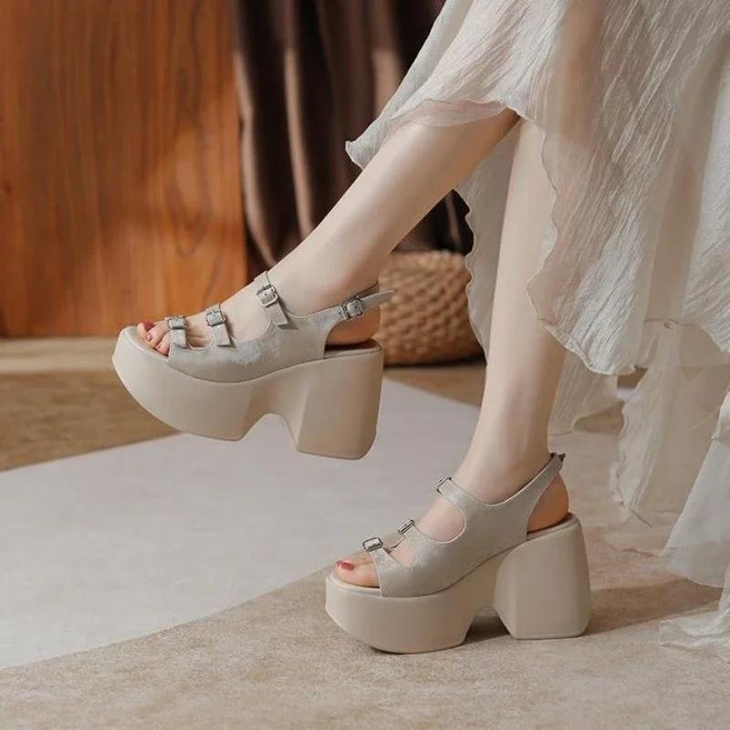2025 New Summer Sandals Women Comfortable wedge Heel Sandals Shoes for Women Casual Shoes Zapatos De Mujer Gladiator Shoes 10 CM
