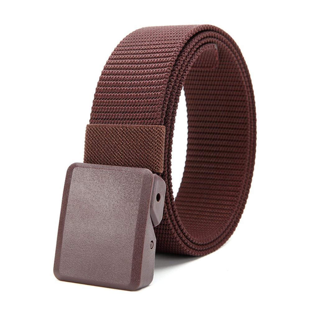 

Luxury Brand Design Nylon Braided Belt Casual Training Weave Waist Band Plastic Buckle Waistband кавовий