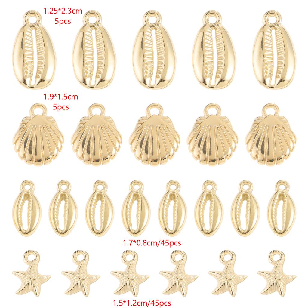30/100pcs  Golden Marine Animal Charm Mixed Starfish Shell Stainless Steel Jewelry Making Pendant In Bulk