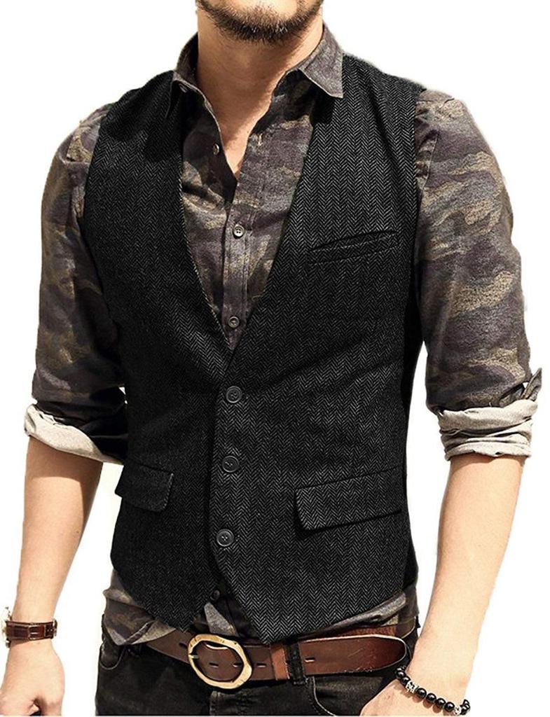 Men's Slim Fit Single-Breasted Casual Vest - Ideal for Groom and Groomsmen