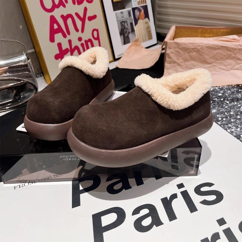 Thick-soled velvet women s Doudou shoes, new winter women s shoes, retro versatile warm snow cotton shoes 40 темно-коричневого