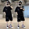Sommer Kinder Jungen T-Shirt + Shorts 2-teiliges Set Buchstabendruck Kinder Teen Lose Bequeme Sport Freizeitkleidung 4-14 Jahre alt