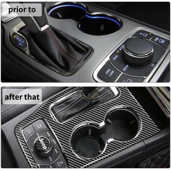 Carbon Fiber Interior Mechanical Gear Shift Cover Trim For Jeep Grand Cherokee