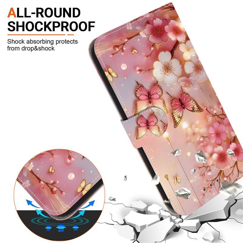 Elegante Portafoglio Colorato con Fiore Custodia per Telefono per Samsung Galaxy A27 5G SM-A276 A 27 Copertura in Pelle Flip Magnetica Carino Modello 3D Capa