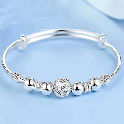 Bracciale a nove perline di trasferimento, bracciale con perline di trasferimento placcato argento rame, modello da donna, squisito gioiello a sfera