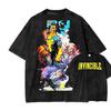 Invincible Anime Lover Washed Tshirt Year Round Clothing Personality Clothes Plus Size Unisex NewModel Couples Retro Fashion