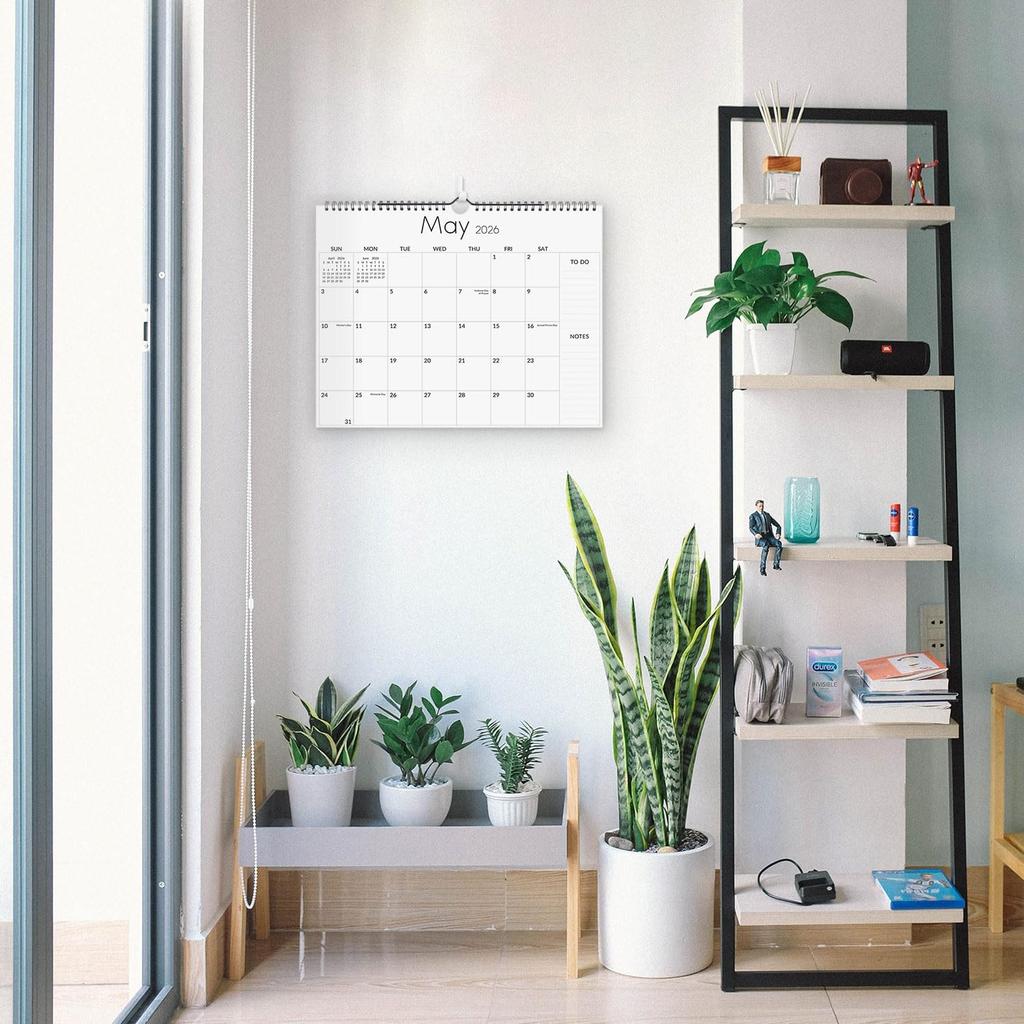 SKYDUE Wall Calendar 2026-2027, Jan 2026 to Jun 2027 18 Months 2026 Wall Calendar with Planner Stickers, 14.5" x 11", Black