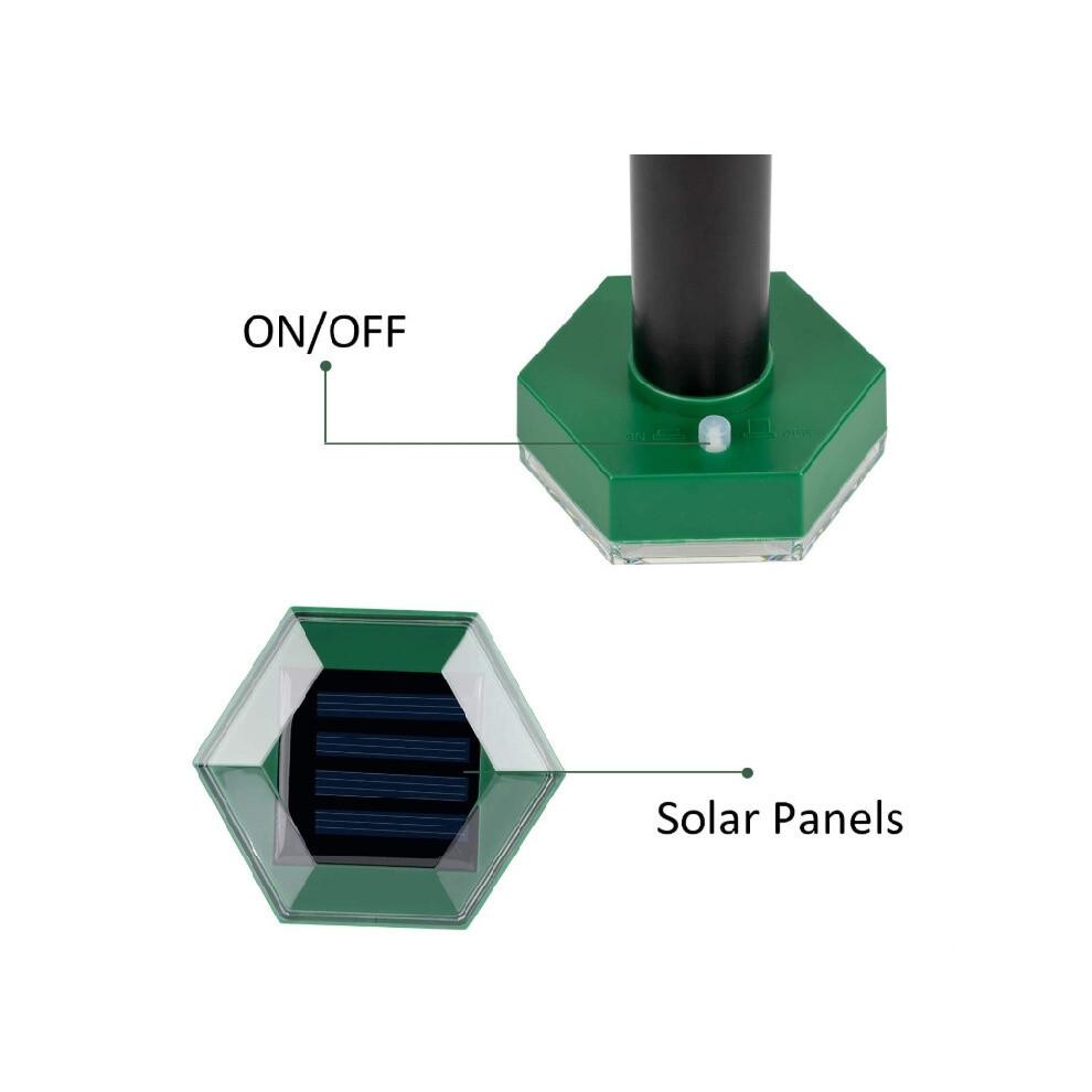 Répulsif anti-taupes hexagonal solaire ultrasonique d'extérieur à insérer dans la pelouse (vert)