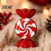 Wooden Christmas Tree Pendant Set Candy Ornaments, Red White Peppermint Cane Lollipop Pendants, Seasonal Decorative Hanging Props Decoration for Xmas
