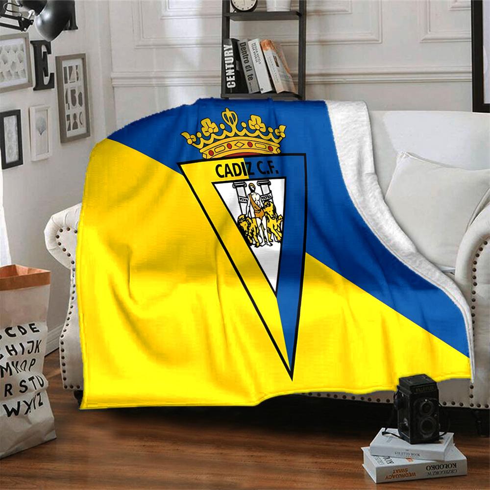 Cadiz Cf Badge Design Flannel Blanket, Soft Polyester, Modern Design, All-Season for Camping, Travel, Gifts for holidays or birthdays