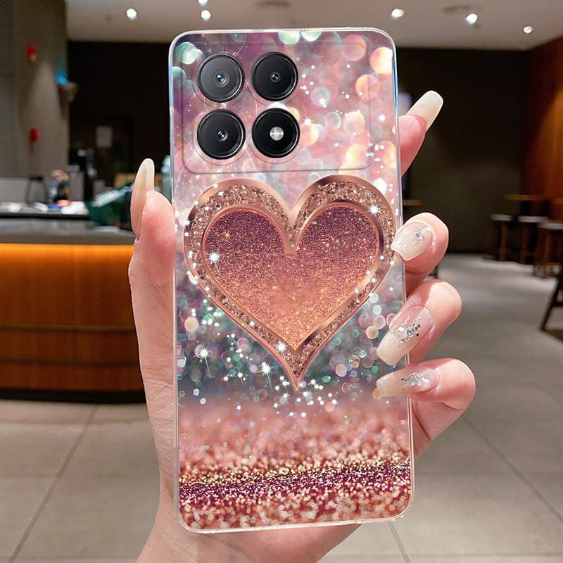 Phone Case For Xiaomi POCO X6 PRO 5G/Redmi K70E Fundas Capa Butterfly Bow Protective Casing Transparent Soft Silicone TPU Cover