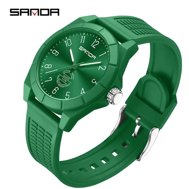 SANDA 6212 Sports Waterproof Student Quartz WatchMen And Women Student New Quartz Simple Watch Silicone Strap Multifunctional