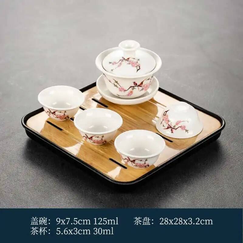 1 Gaiwan 4 Tassen 1 Teetablett Keramik Kung Fu Teegeschirr Haushalt eine Deckelschale vier Tassen Wohnzimmer Kung Fu Büro Empfang