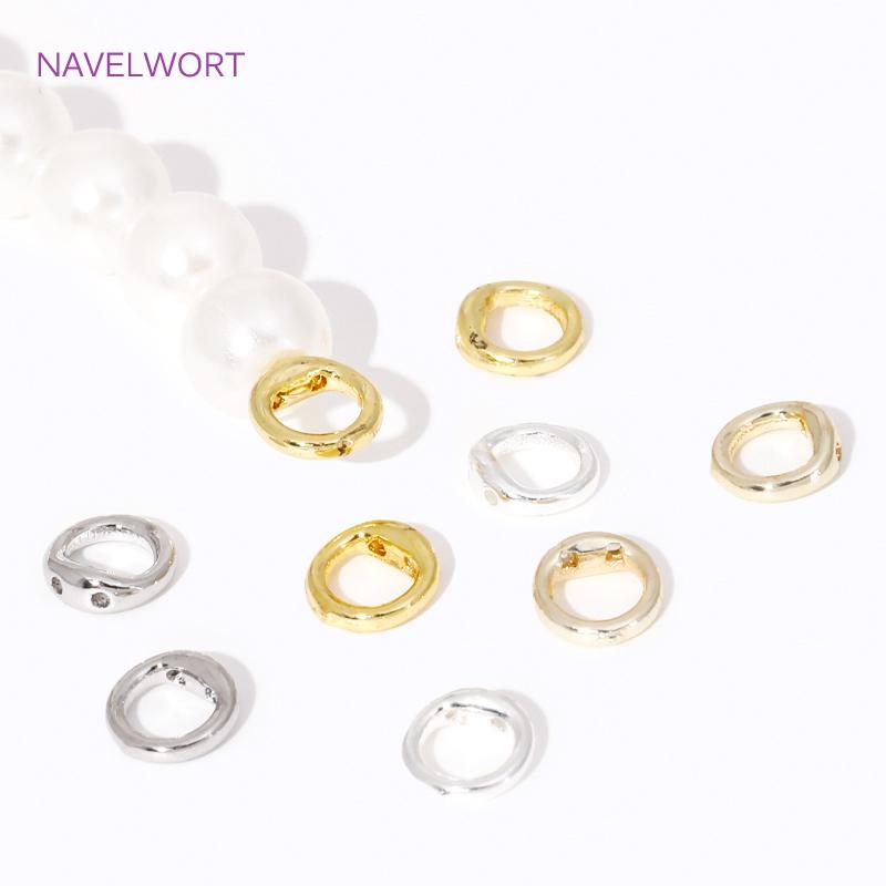 18K Gold Plated Brass Double Hole Connector Rings,End Bead Tip,For Jewelry Making Supplies DIY Pearl Bracelet Necklace Accessory