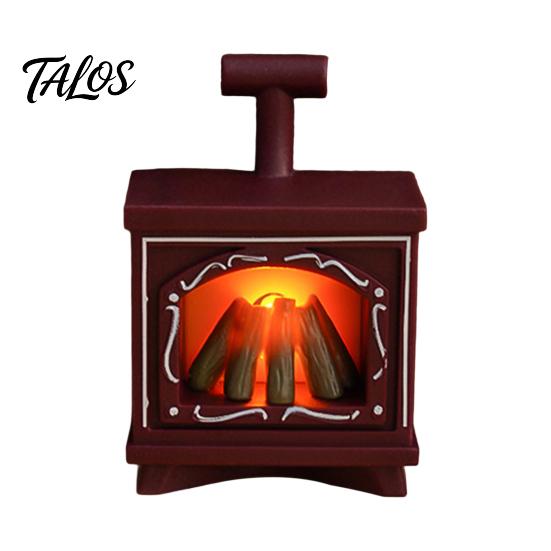 Mini Model House Furnishings Retro Simulated Fireplace Night Light, LED Flickering Flame Lamp, Cozy Atmosphere Miniature Scenes Accessories Lights for