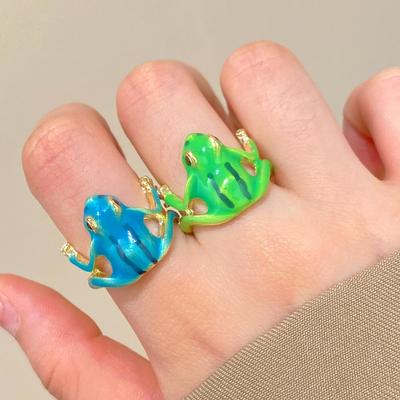 1PC Cute Adjustable Frog Design Metal Ring for Women and Men - Perfect Birthday or Party Gift