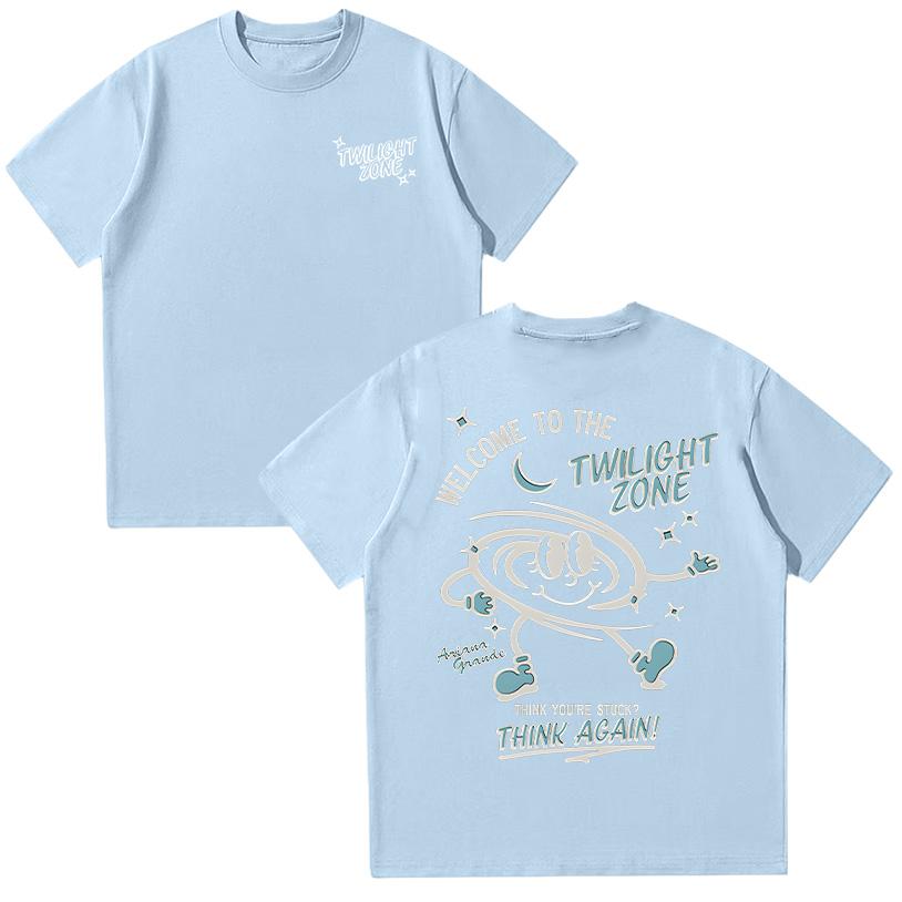 Ariana Grande Twilight Zone Think Again T-shirt Men's Women Vintage High Quality Cotton Tshirts Fashion Casual Soft Tee Y2K Tops