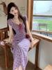 Large size gentle wind dress women's summer pear-shaped body floral skirt fat MM belly and thin skirt