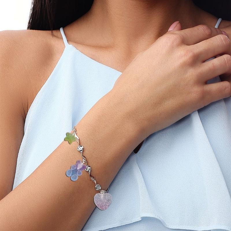 20Pcs Mixed Color Bear Heart Star DIY Charm Versatile Resin Pendants for Handmade Jewelry and Keychain Embellishments